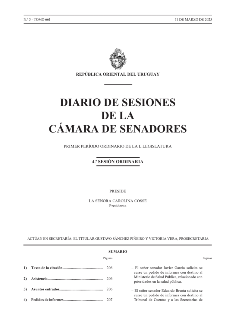 DIARIO DE SESIONES DE LA CAMARA DE SENADORES del 11/03/2025
